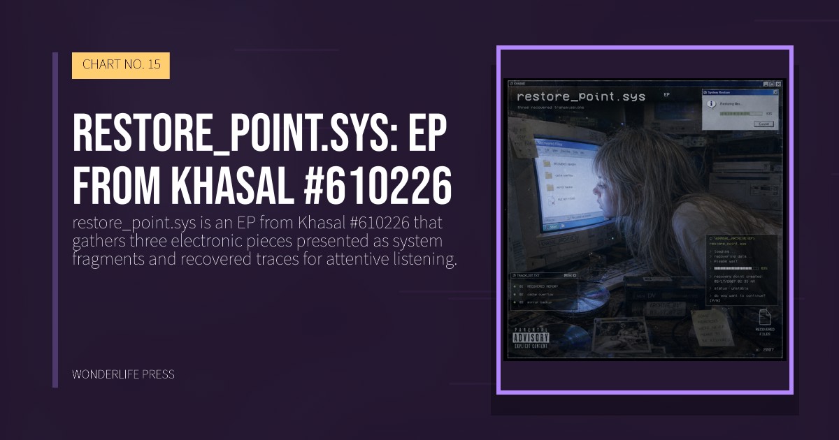 Wonderlife Press: restore_point.sys: EP from Khasal #610226. release artwork. CHART NO. 15.