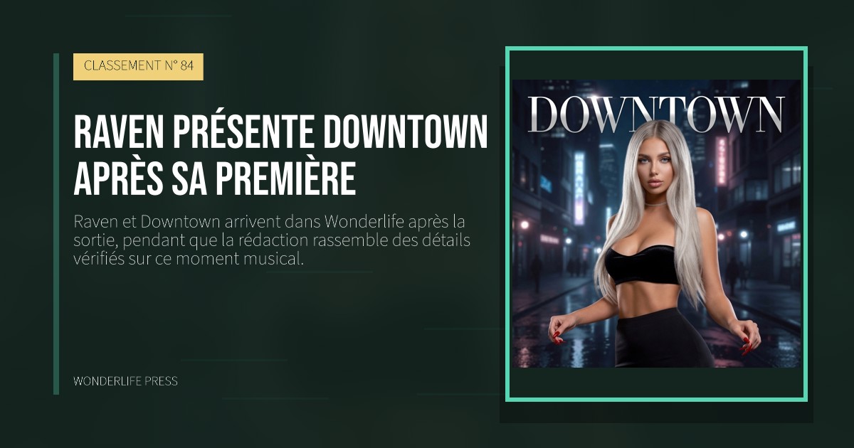 Wonderlife Press: Raven présente Downtown après sa première. pochette de la sortie. CLASSEMENT N° 84.