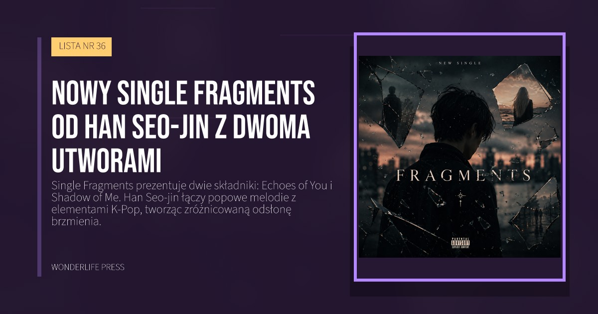 Wonderlife Press: Nowy Single Fragments od Han Seo-jin z dwoma utworami. okładka wydawnictwa. LISTA NR 36.