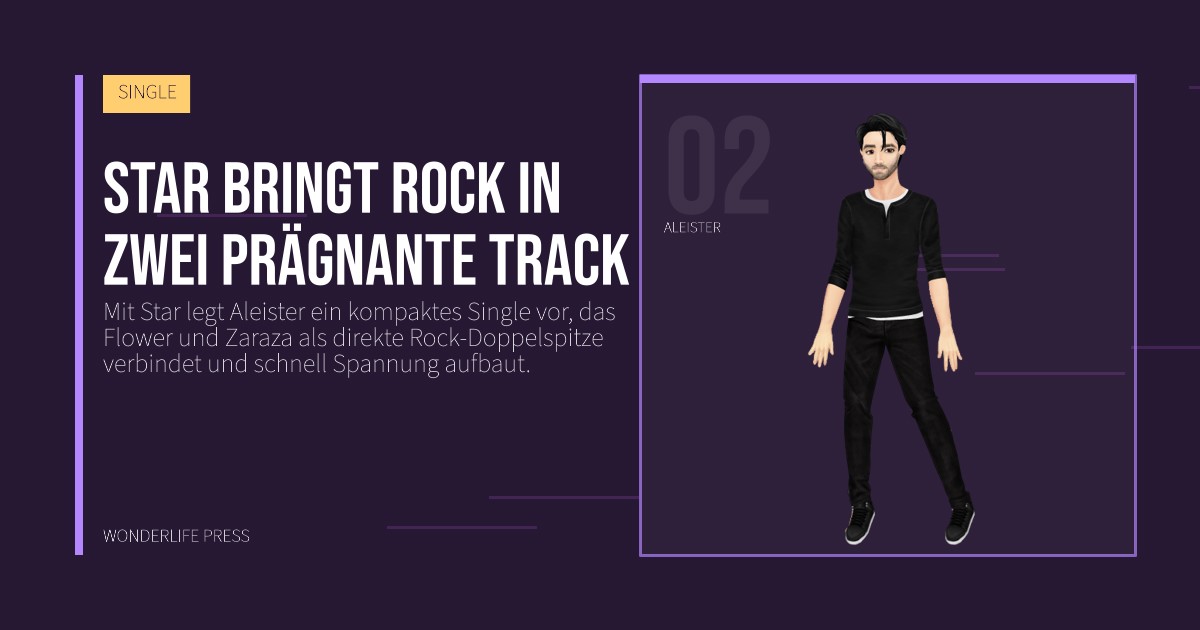 Wonderlife Press: Star bringt Rock in zwei prägnante Track. Künstlerporträt. SINGLE.