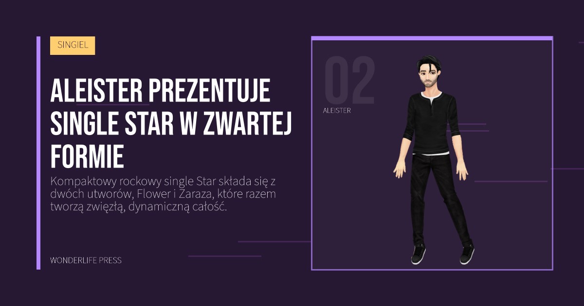 Wonderlife Press: Aleister prezentuje single Star w zwartej formie. portret artystów. SINGIEL.