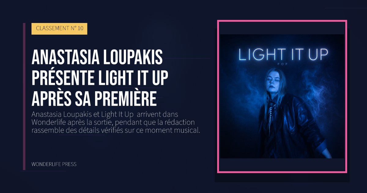 Wonderlife Press: Anastasia Loupakis présente Light It Up  après sa première. pochette de la sortie. CLASSEMENT N° 10.