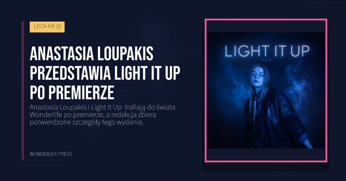 Wonderlife Press: Anastasia Loupakis przedstawia Light It Up  po premierze. okładka wydawnictwa. LISTA NR 10.