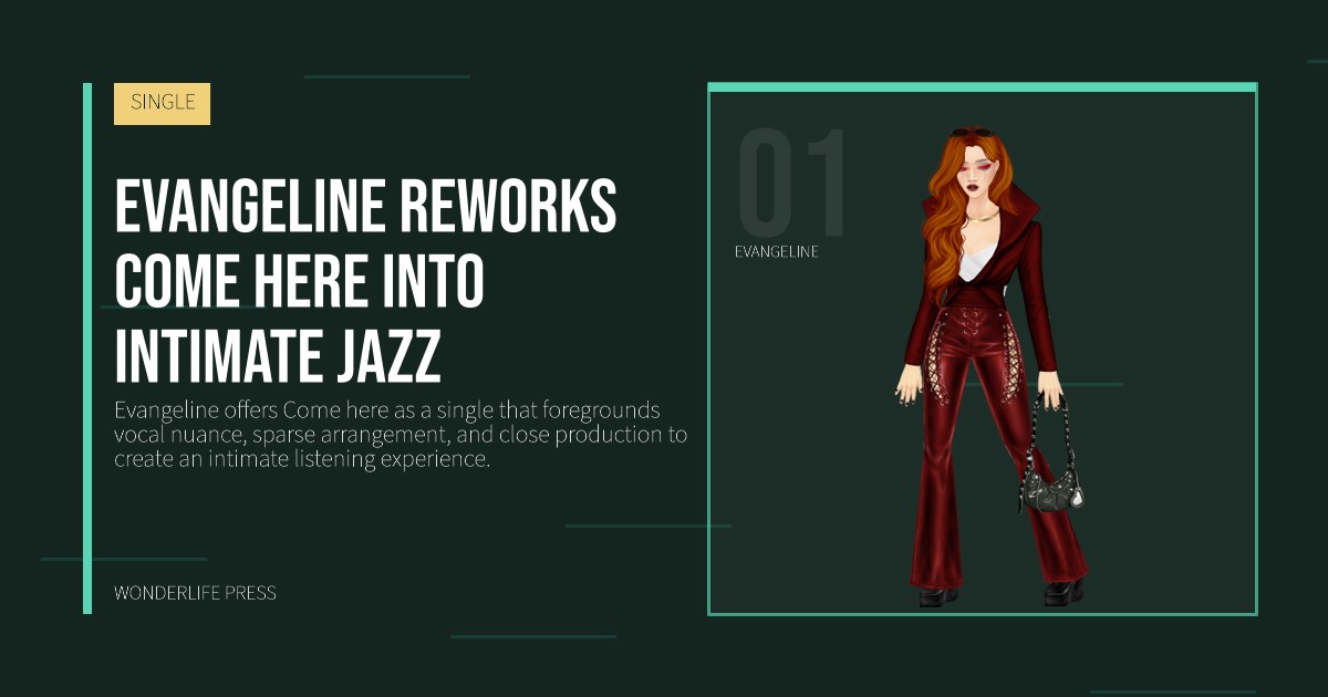 Wonderlife Press: Evangeline reworks Come here into intimate jazz. artist portrait. SINGLE.