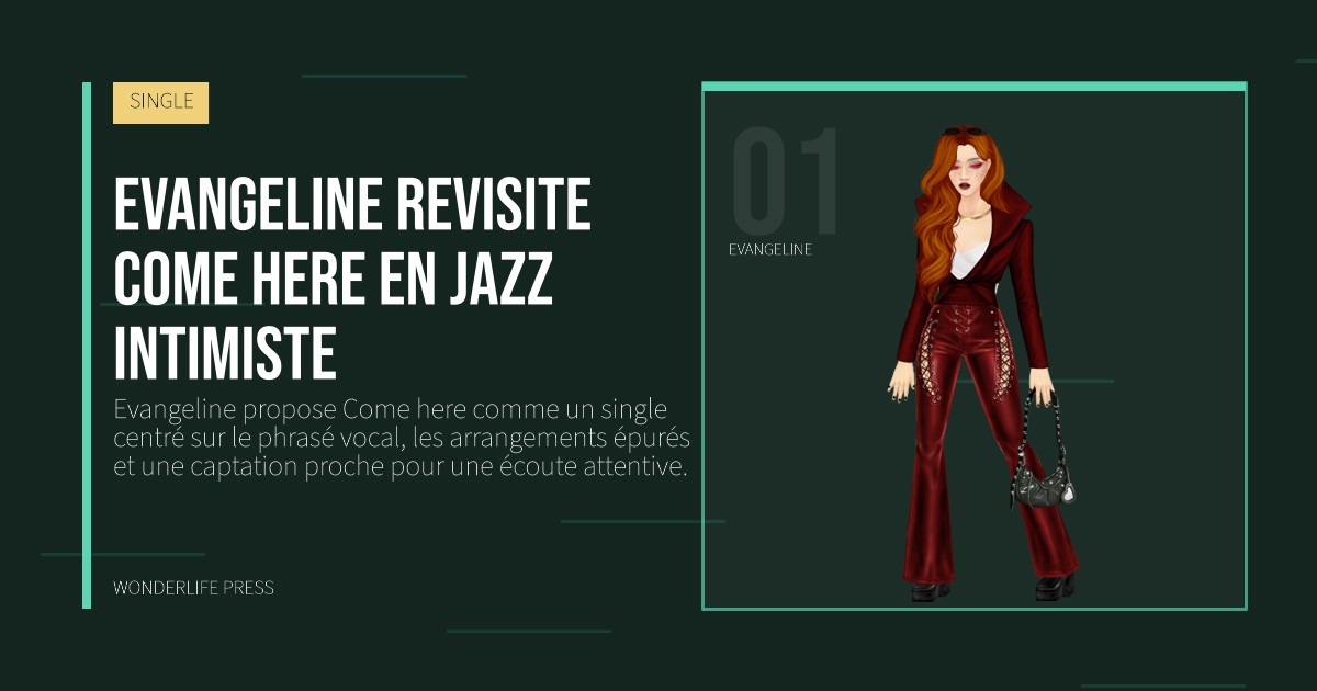 Wonderlife Press: Evangeline revisite Come here en jazz intimiste. portrait des artistes. SINGLE.
