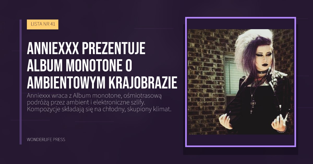 Wonderlife Press: Anniexxx prezentuje album monotone o ambientowym krajobrazie. okładka wydawnictwa. LISTA NR 41.