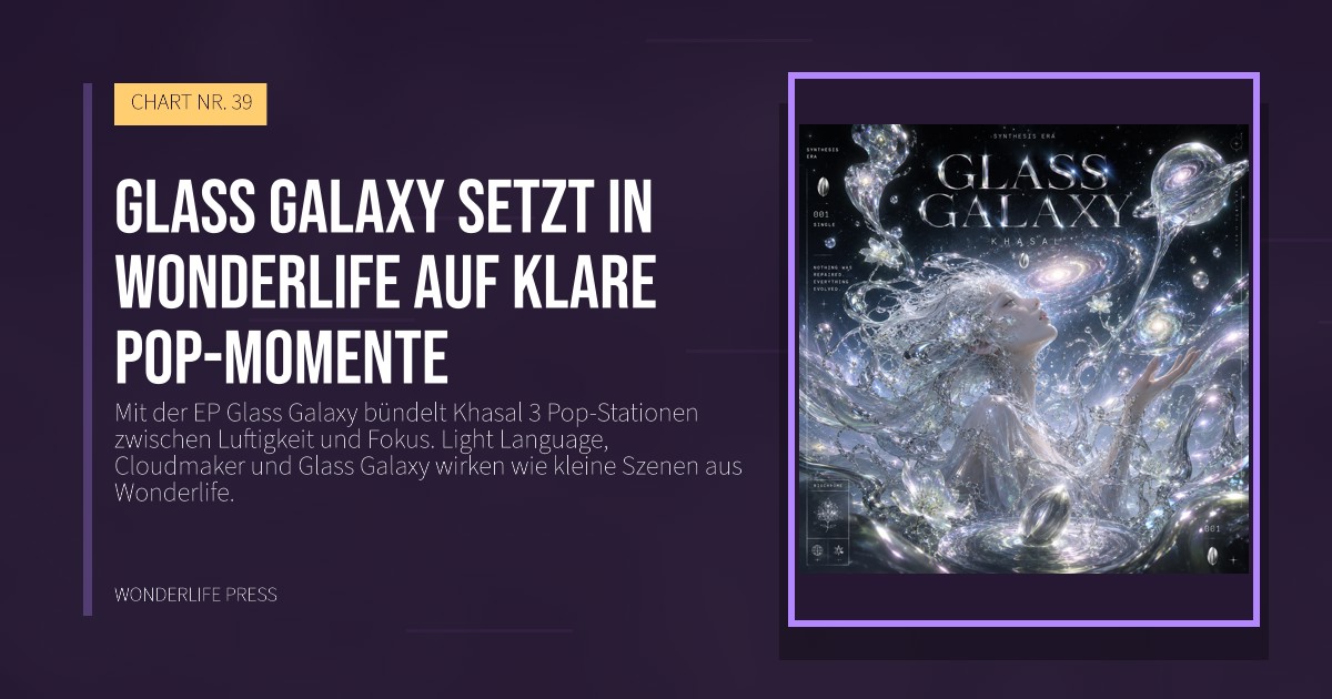 Wonderlife Press: Glass Galaxy setzt in Wonderlife auf klare Pop-Momente. Veröffentlichungscover. CHART NR. 39.