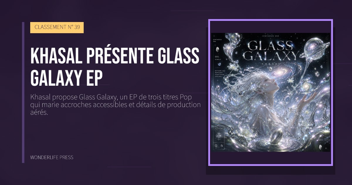 Wonderlife Press: Khasal présente Glass Galaxy EP. pochette de la sortie. CLASSEMENT N° 39.
