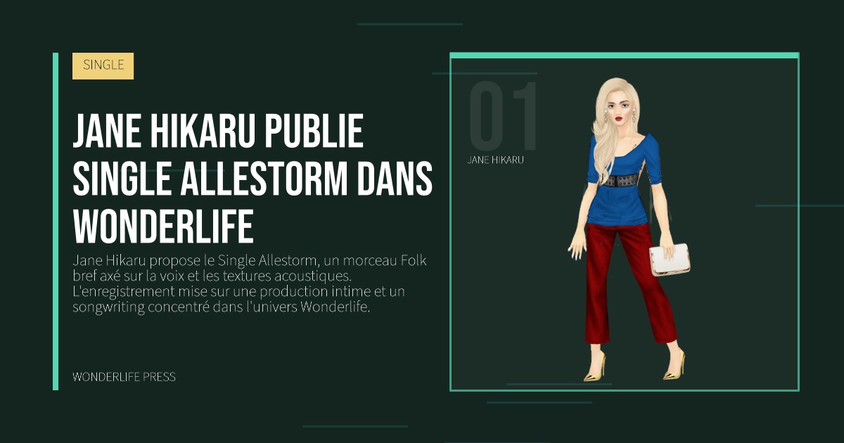 Wonderlife Press: Jane Hikaru publie Single Allestorm dans Wonderlife. portrait des artistes. SINGLE.