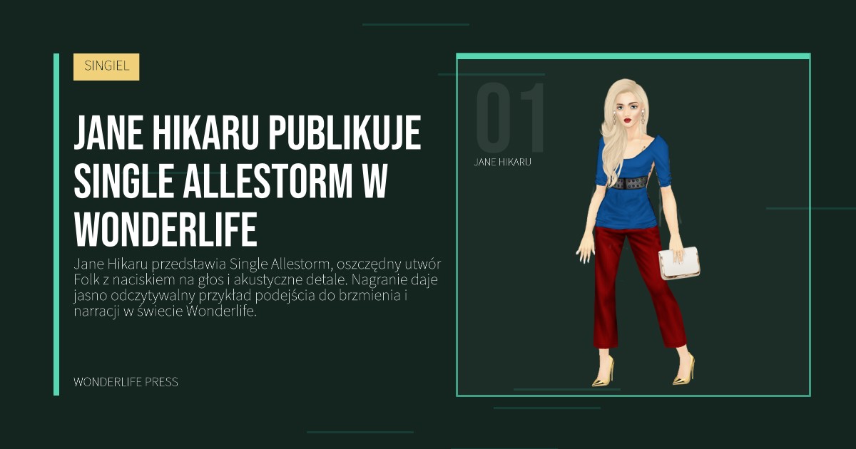 Wonderlife Press: Jane Hikaru publikuje Single Allestorm w Wonderlife. portret artystów. SINGIEL.