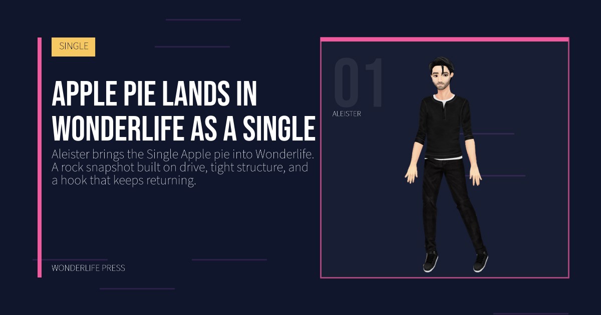 Wonderlife Press: Apple pie lands in Wonderlife as a Single. artist portrait. SINGLE.