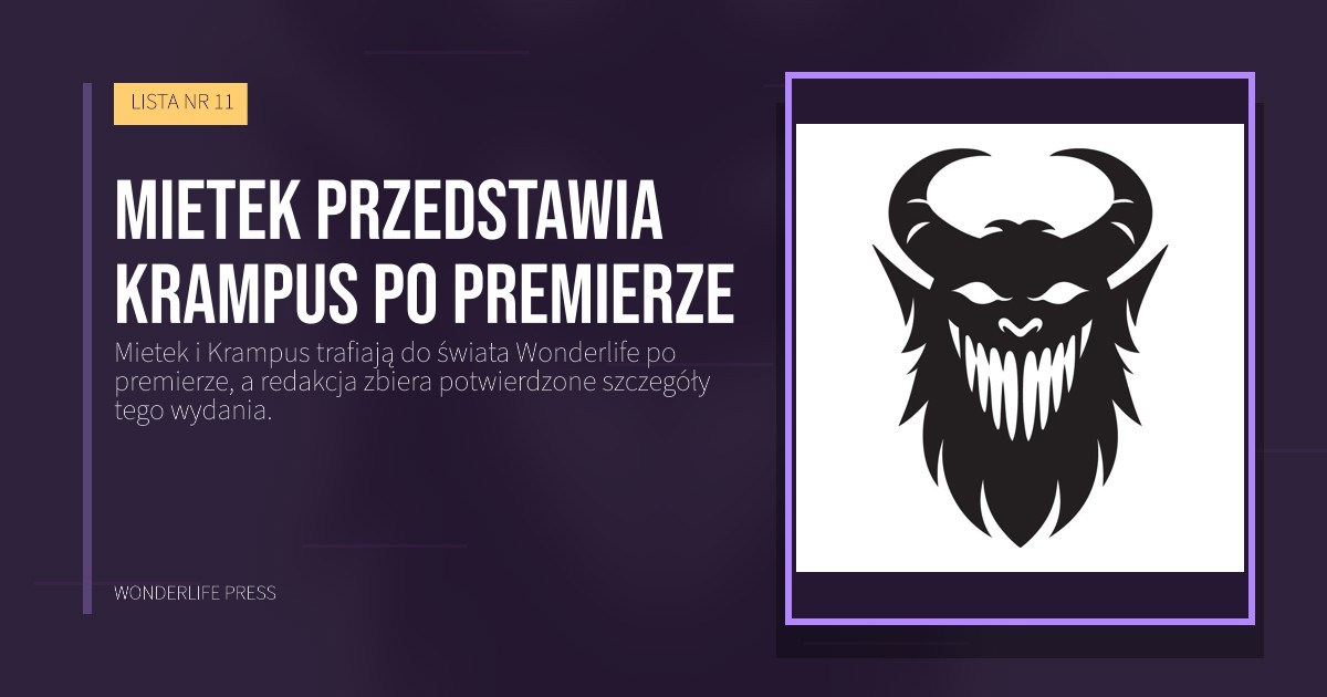 Wonderlife Press: Mietek przedstawia Krampus po premierze. okładka wydawnictwa. LISTA NR 11.