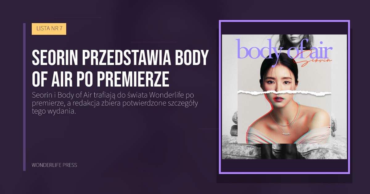 Wonderlife Press: Seorin przedstawia Body of Air po premierze. okładka wydawnictwa. LISTA NR 7.