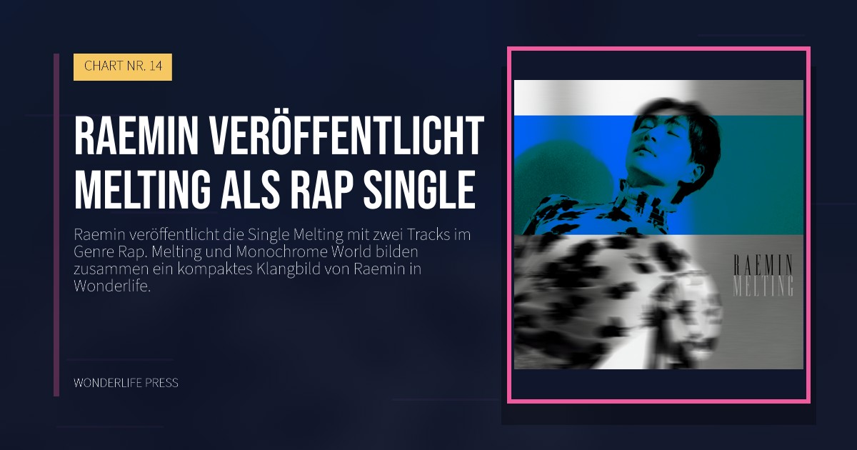 Wonderlife Press: Raemin veröffentlicht Melting als Rap Single. Veröffentlichungscover. CHART NR. 14.