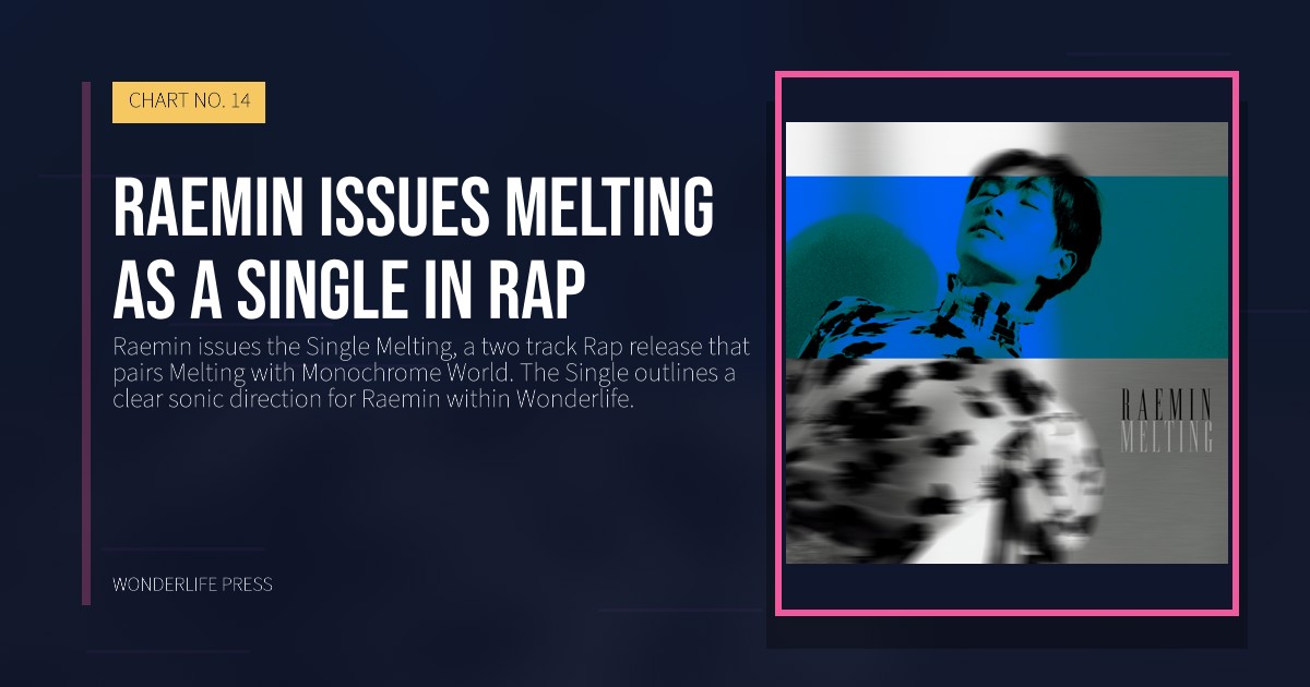 Wonderlife Press: Raemin issues Melting as a Single in Rap. release artwork. CHART NO. 14.
