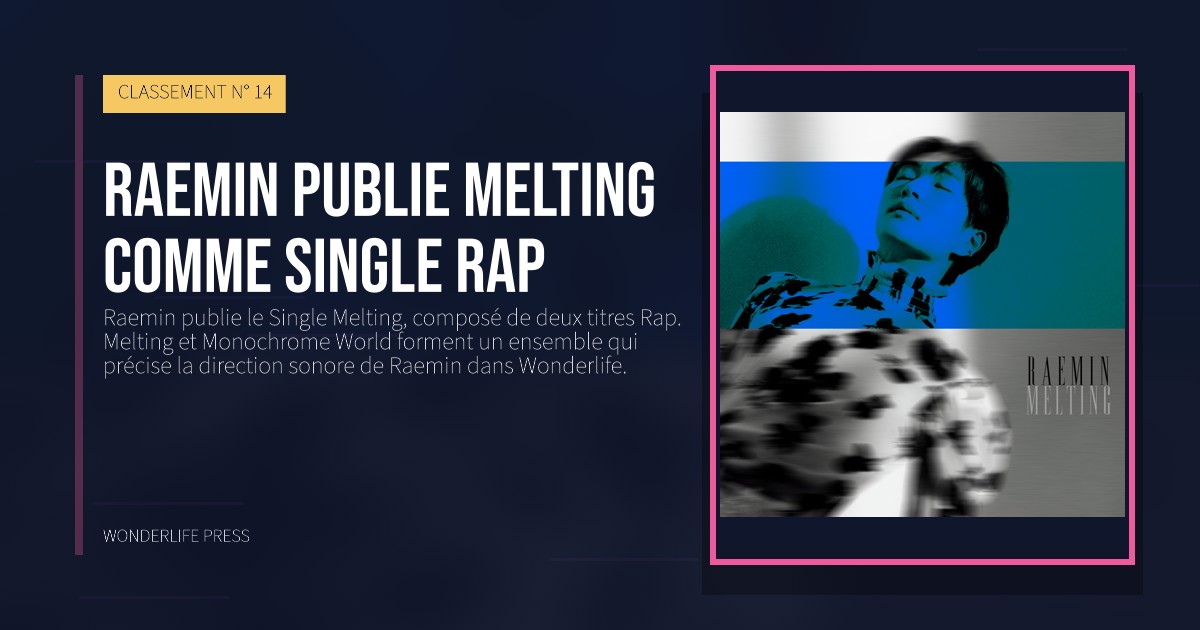 Wonderlife Press: Raemin publie Melting comme Single rap. pochette de la sortie. CLASSEMENT N° 14.