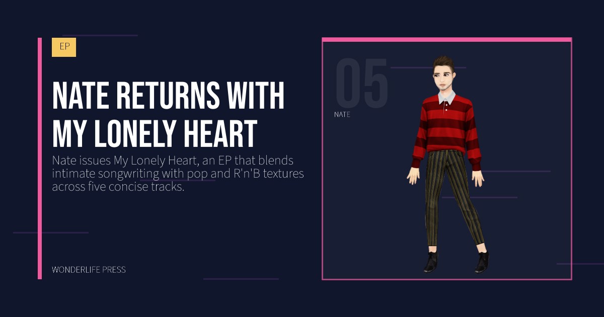 Wonderlife Press: Nate returns with My Lonely Heart. artist portrait. EP.
