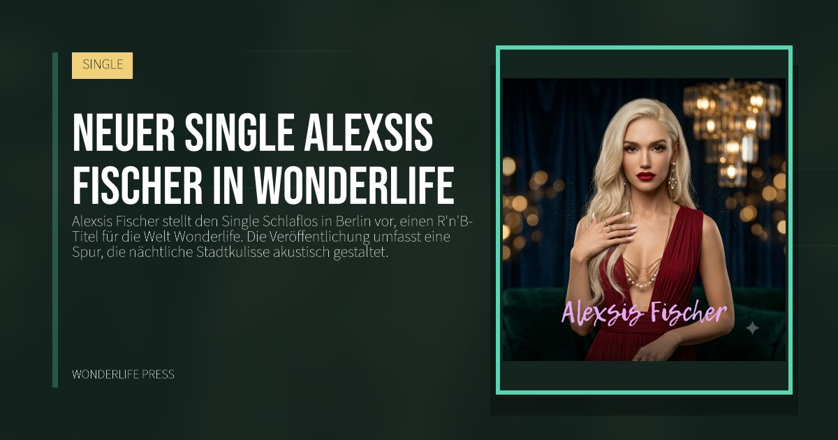 Wonderlife Press: Neuer Single Alexsis Fischer in Wonderlife. Veröffentlichungscover. SINGLE.