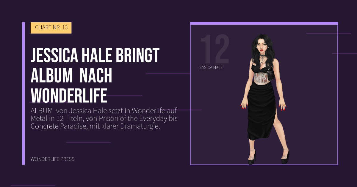Wonderlife Press: Jessica Hale bringt ALBUM  nach Wonderlife. Künstlerporträt. CHART NR. 13.
