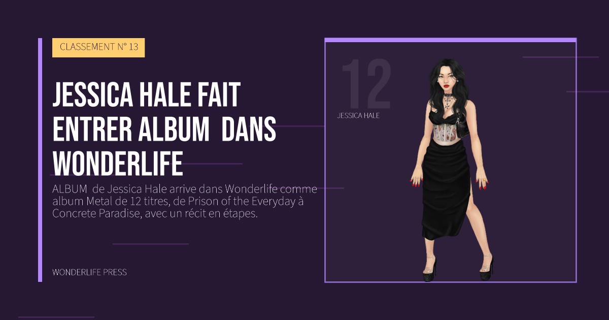 Wonderlife Press: Jessica Hale fait entrer ALBUM  dans Wonderlife. portrait des artistes. CLASSEMENT N° 13.