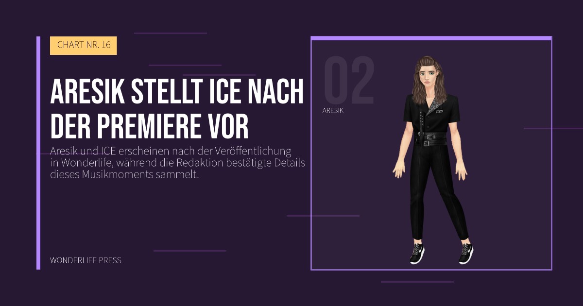 Wonderlife Press: Aresik stellt ICE nach der Premiere vor. Künstlerporträt. CHART NR. 16.