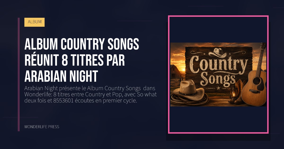 Wonderlife Press: Album Country Songs réunit 8 titres par Arabian Night. pochette de la sortie. ALBUM.