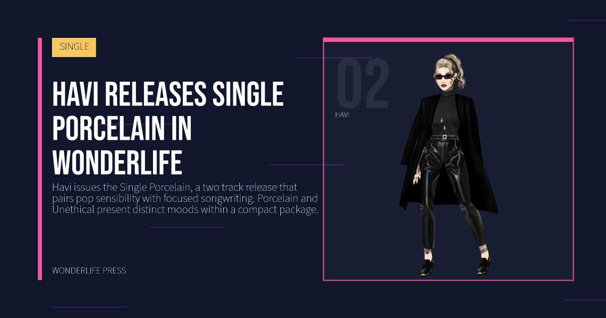 Wonderlife Press: Havi releases Single Porcelain in Wonderlife. artist portrait. SINGLE.