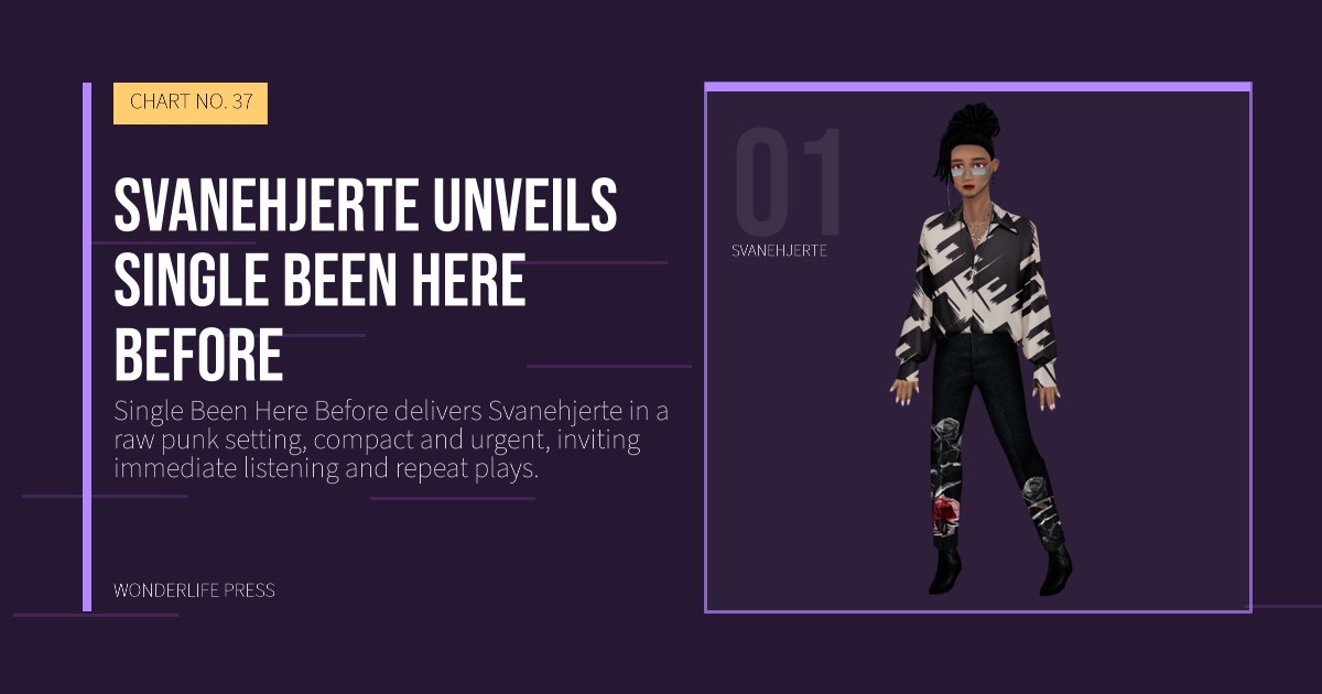 Wonderlife Press: Svanehjerte unveils single Been Here Before. artist portrait. CHART NO. 37.