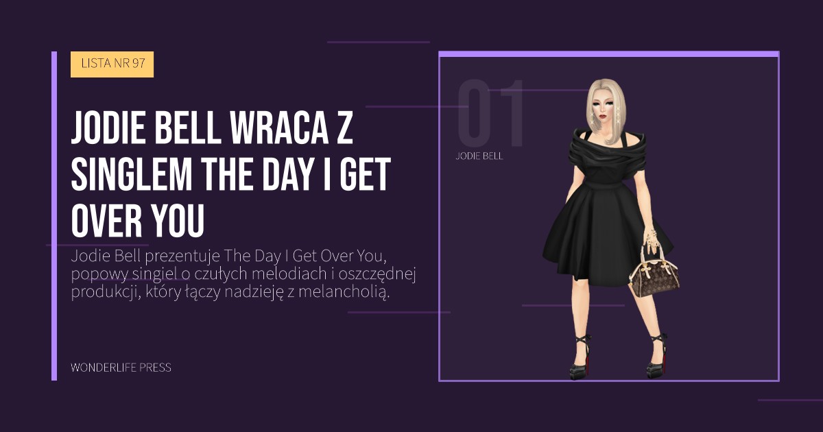 Wonderlife Press: Jodie Bell wraca z singlem The Day I Get Over You. portret artystów. LISTA NR 97.