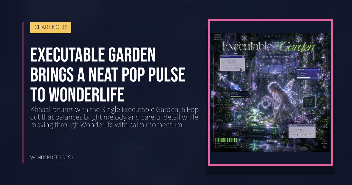 Wonderlife Press: Executable Garden brings a neat pop pulse to Wonderlife. release artwork. CHART NO. 18.