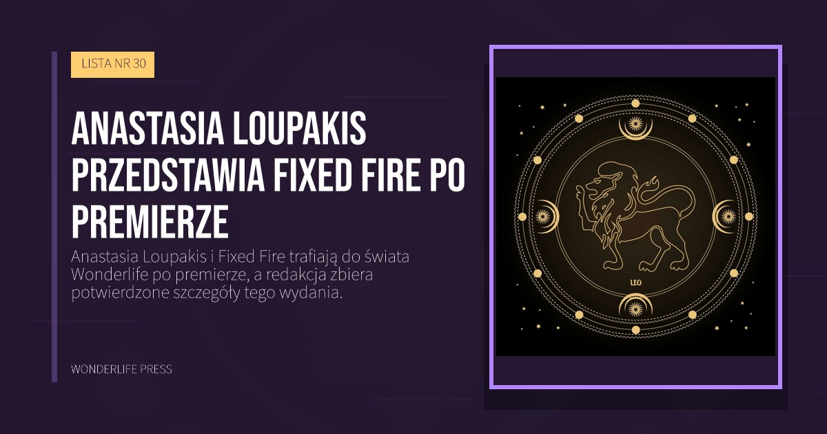 Wonderlife Press: Anastasia Loupakis przedstawia Fixed Fire po premierze. okładka wydawnictwa. LISTA NR 30.