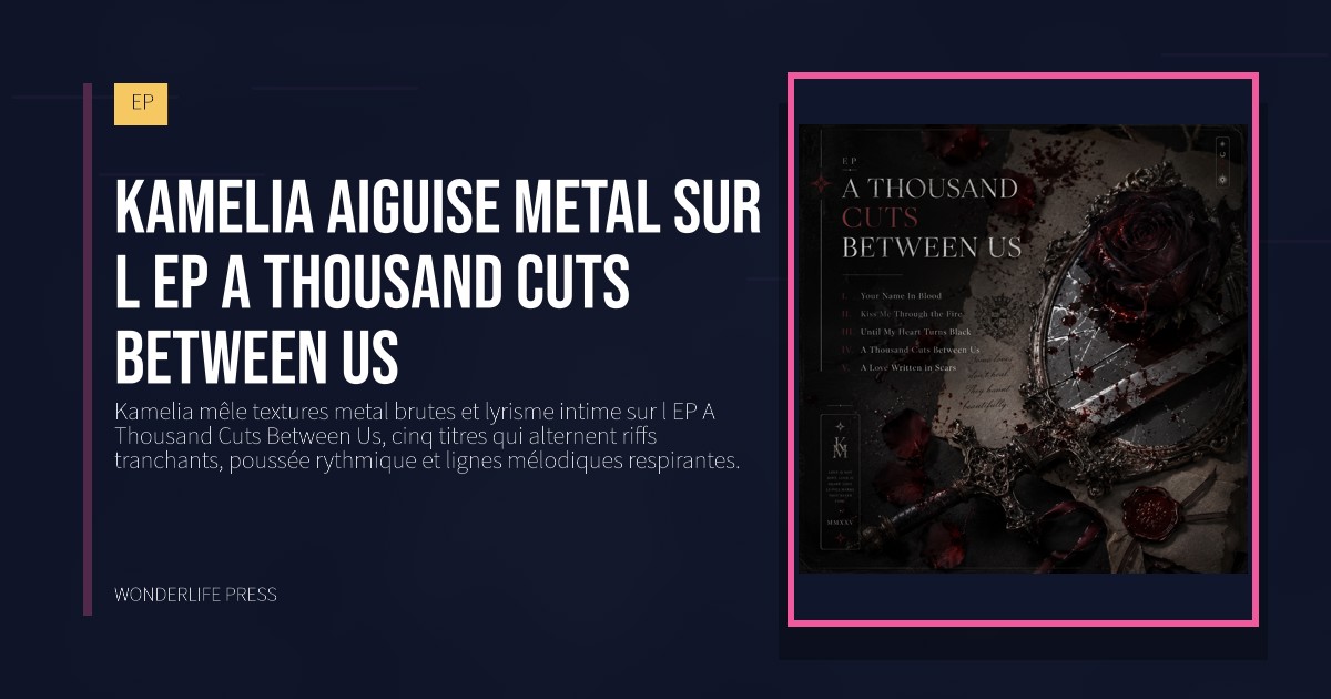Wonderlife Press: Kamelia aiguise metal sur l EP A Thousand Cuts Between Us. pochette de la sortie. EP.
