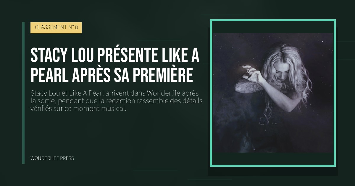 Wonderlife Press: Stacy Lou présente Like A Pearl après sa première. pochette de la sortie. CLASSEMENT N° 8.