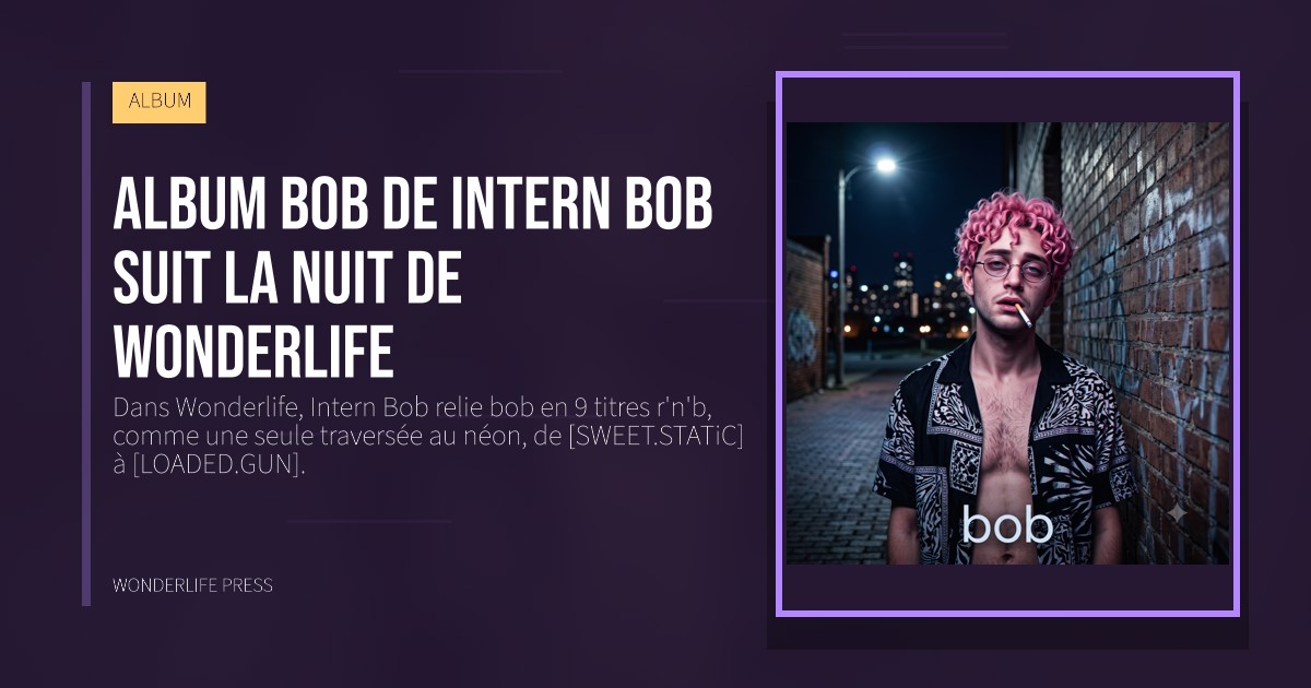 Wonderlife Press: Album bob de Intern Bob suit la nuit de Wonderlife. pochette de la sortie. ALBUM.