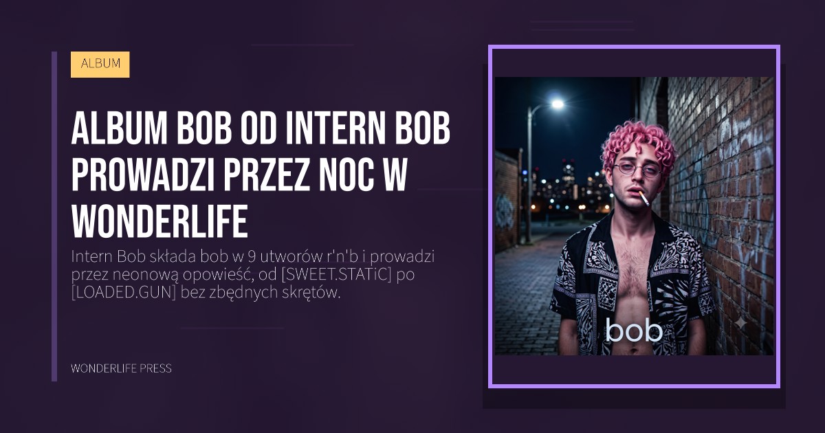 Wonderlife Press: Album bob od Intern Bob prowadzi przez noc w Wonderlife. okładka wydawnictwa. ALBUM.