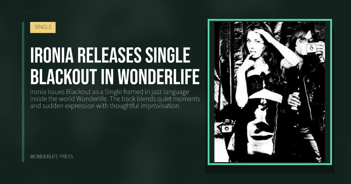 Wonderlife Press: Ironia releases single Blackout in Wonderlife. release artwork. SINGLE.