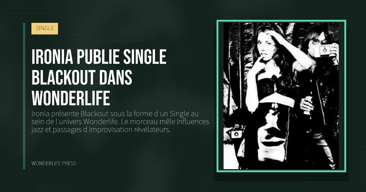 Wonderlife Press: Ironia publie single Blackout dans Wonderlife. pochette de la sortie. SINGLE.