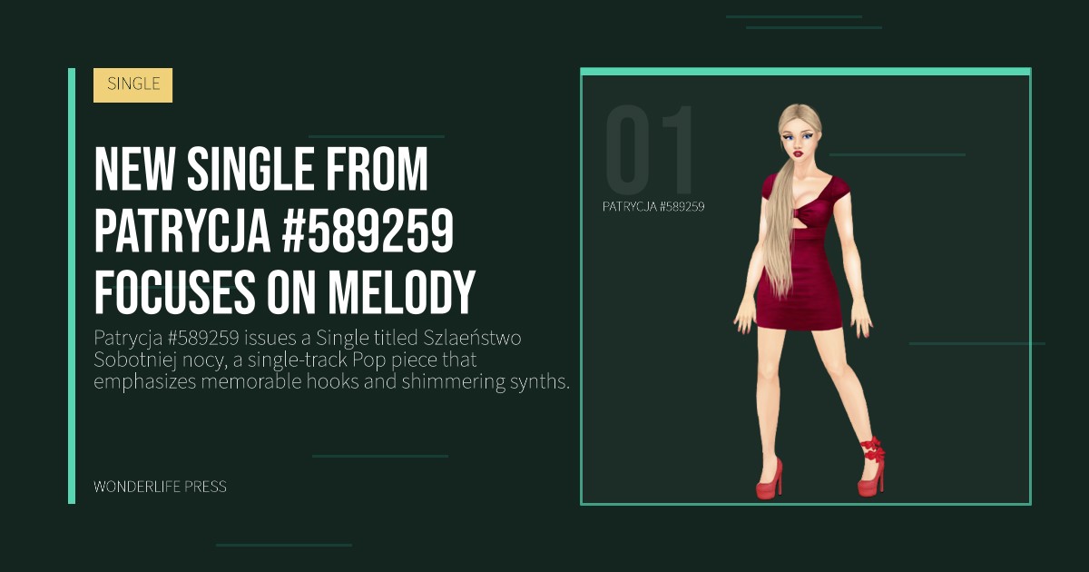 Wonderlife Press: new Single from Patrycja #589259 focuses on melody. artist portrait. SINGLE.