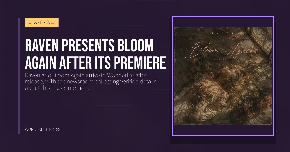 Wonderlife Press: Raven presents Bloom Again after its premiere. release artwork. CHART NO. 25.