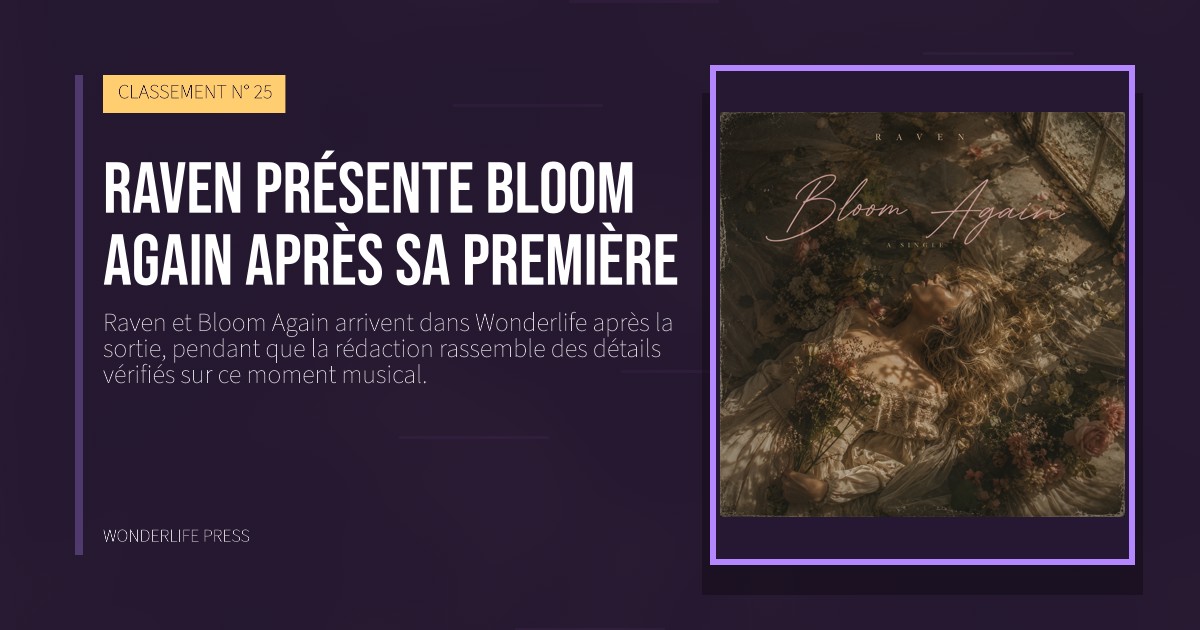 Wonderlife Press: Raven présente Bloom Again après sa première. pochette de la sortie. CLASSEMENT N° 25.