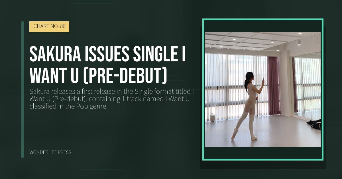 Wonderlife Press: Sakura issues single I Want U (Pre-debut). release artwork. CHART NO. 86.