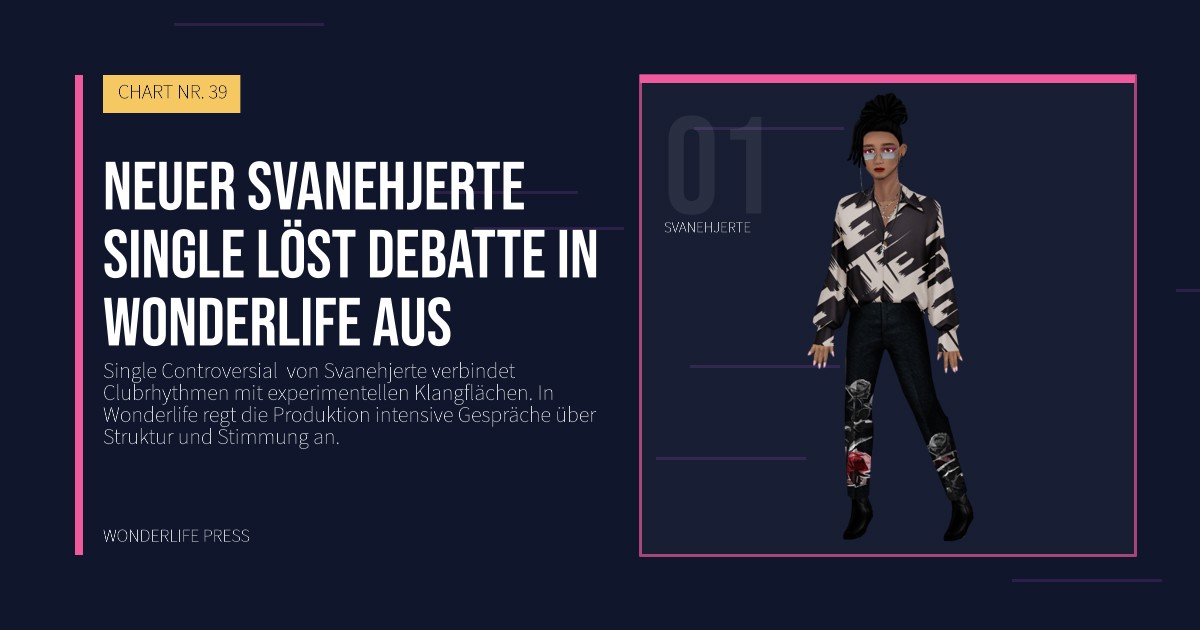 Wonderlife Press: Neuer Svanehjerte single löst Debatte in Wonderlife aus. Künstlerporträt. CHART NR. 39.