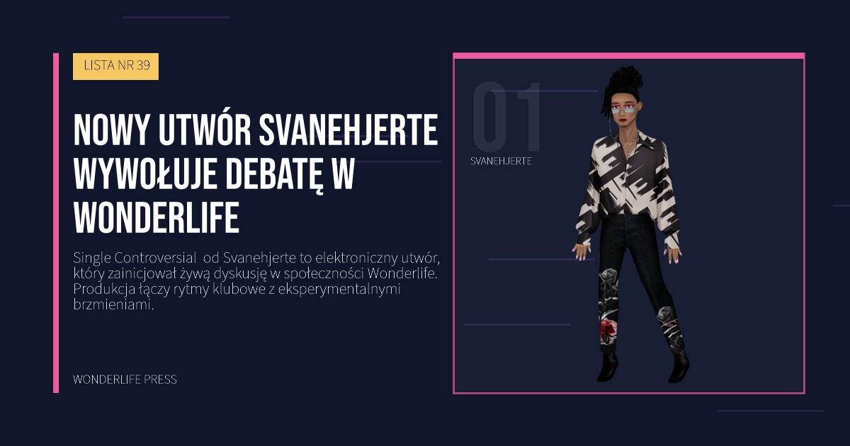 Wonderlife Press: Nowy utwór Svanehjerte wywołuje debatę w Wonderlife. portret artystów. LISTA NR 39.