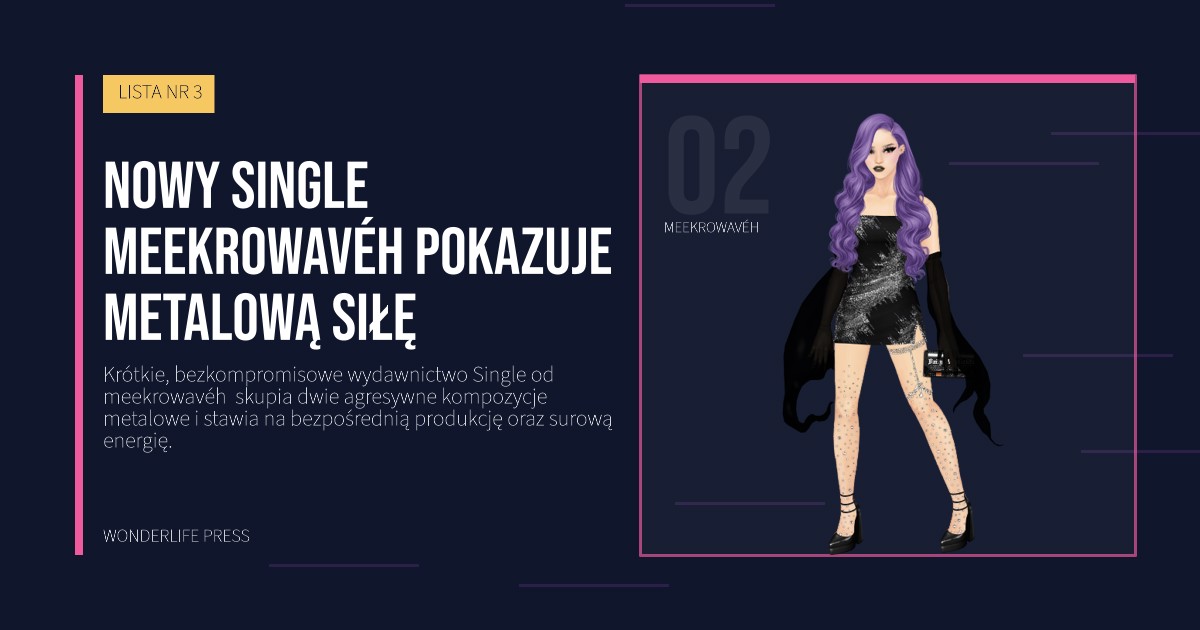 Wonderlife Press: Nowy Single meekrowavéh pokazuje metalową siłę. portret artystów. LISTA NR 3.