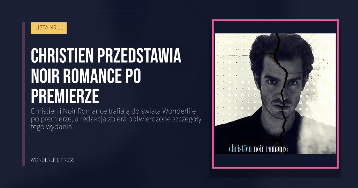 Wonderlife Press: Christien przedstawia Noir Romance po premierze. okładka wydawnictwa. LISTA NR 11.