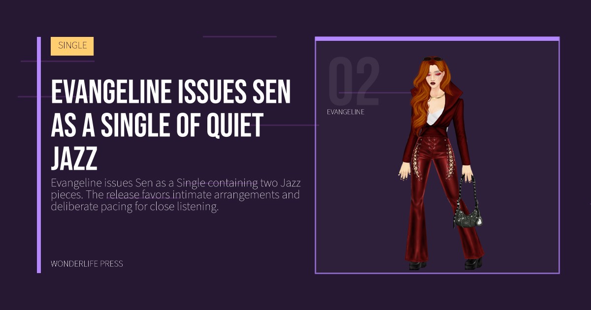Wonderlife Press: Evangeline issues Sen as a Single of quiet jazz. artist portrait. SINGLE.