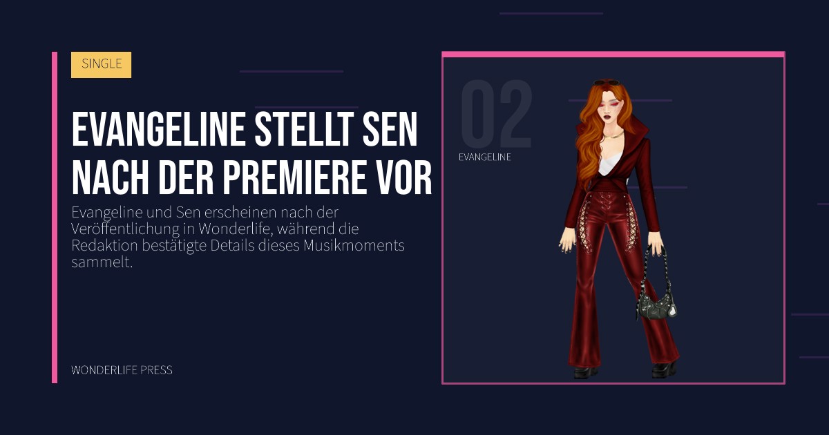 Wonderlife Press: Evangeline stellt Sen nach der Premiere vor. Künstlerporträt. SINGLE.