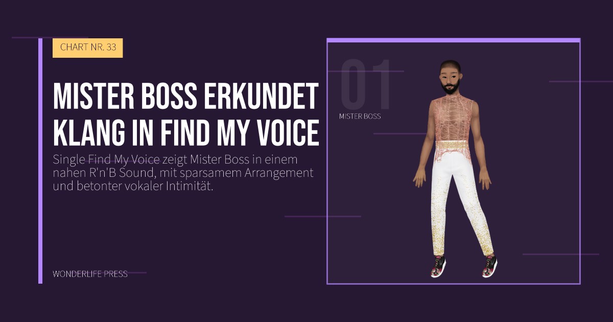 Wonderlife Press: Mister Boss erkundet klang in Find My Voice. Künstlerporträt. CHART NR. 33.