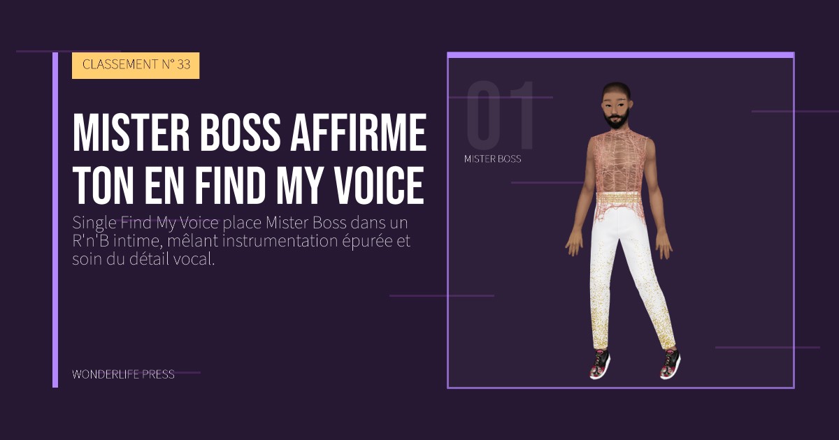 Wonderlife Press: Mister Boss affirme ton en Find My Voice. portrait des artistes. CLASSEMENT N° 33.