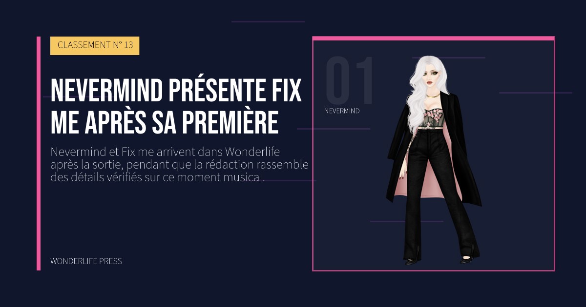 Wonderlife Press: Nevermind présente Fix me après sa première. portrait des artistes. CLASSEMENT N° 13.